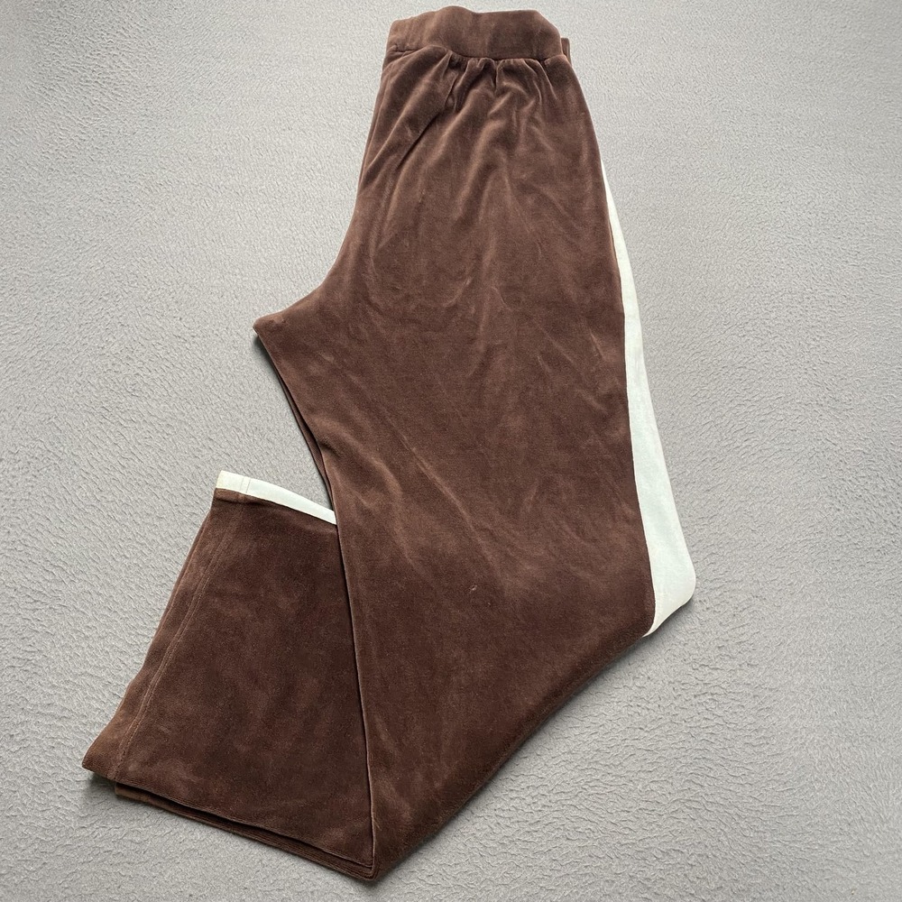 Cato‎ Pants Womens 14/16W Brown Velour Sweatpants Side Stripe Lounge Casual